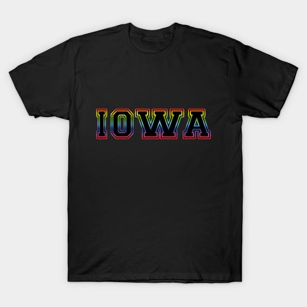 Iowa Pride Rainbow Black T-Shirt by HighBrowDesigns